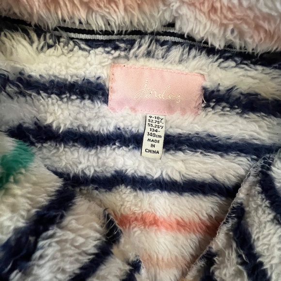 Joules Girls Fleece Quarter Zip Sweater Striped Sherpa Cozy Winter Sz 9-10 Y - Picture 7 of 13